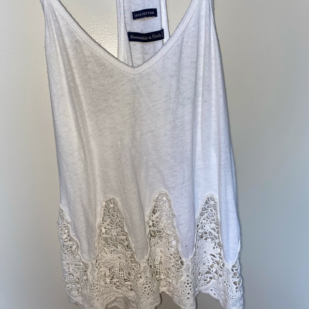 Abercrombie and Fitch White Eyelet Tank Top